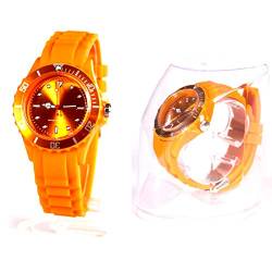 Armbanduhr Quarz Herren Damen Uhr Analog Sportuhr Orange Silikon Armband Quarzuhr Analoguhr von HAC24