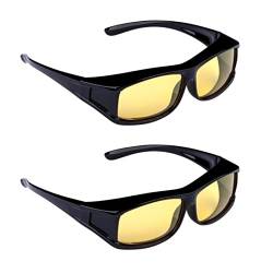HAC24 2er Set Auto Kfz Nachtfahrbrille Polarisiert Nachtsichtbrille Kontrastbrille Nachtsicht Überziehbrille Kontrast Brille von HAC24