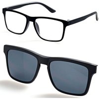 HAC24 Lesebrille Lesehilfe Herren Brille Sehhilfe Sonnenschutz Sonnenbrille, mit Sonnenclip Schwarz 1,5-3,5 Dioptrien von HAC24