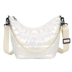 Damen Puffer Tote Bag Gesteppte Daunen Baumwolle Polsterung Schultertasche Puffy Tote Bag Designer Crossbody Handtasche, Weiss/opulenter Garten von HACODAN