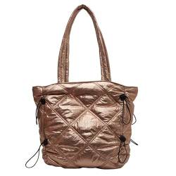 HACODAN Gesteppte Tragetasche für Frauen Große Kapazität Puffer Schultertaschen Puffy Boho Hippe Gepolsterte Handtasche Trendy Y2k Tasche, Goldfarben von HACODAN