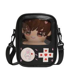 Ita Bag Crossbody Kawaii Gepäck Niedliche Pin Puppe Display Tasche Messenger Japanische Harajuku Tote Schultertaschen für Schule, Schwarz von HACODAN