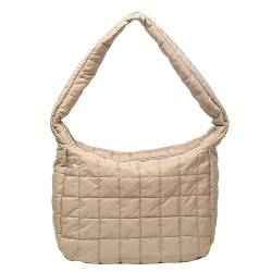 Puffer Bag Gesteppte Daunen Baumwolle Polsterung Schultertasche für Frauen Puffy Tote Bag Leichte Crossbody Handtasche, Khaki von HACODAN