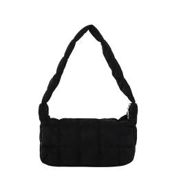Puffer Tote Bag Gesteppte Crossbody Tasche für Frauen Designer Taschen Winter Puffy Purse Messenger Handtaschen Schultertasche, Schwarz von HACODAN