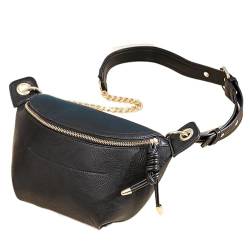 Sling Bag for Women Chest Purse Fanny Pack Hobo Crossbody Purses Hobo with Wide Guitar Strap Belt Waist Bag, Schwarz von HACODAN