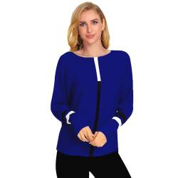 HACOOYI Damenpullover, langärmelig, leicht, Rundhalsausschnitt, Herbstpullover für Damen, Pullover für Damen, Blau, Groß von HACOOYI