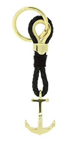 HAFEN-KLUNKER Sailor Collection Schlüsselanhänger Anker 108070 Leder Edelstahl schwarz Gold von HAFEN-KLUNKER