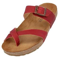 HAFLINGER Bio Juno Leder Pantolette Sandale Korkfußbett Unisex Country Rot (1656), Gr 45 von HAFLINGER