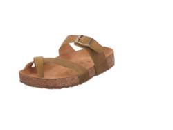 HAFLINGER Bio Juno Leder Pantolette Sandale Korkfußbett Unisex Grün (Country Oliv 1725), Gr 40 von HAFLINGER