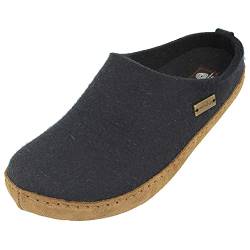 HAFLINGER Emils Toffel Filzpantoffel Hausschuh mit Ledersohle Unisex (Mittelblau 70) Gr 38 von HAFLINGER