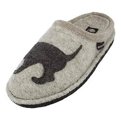 HAFLINGER Flair Dackel Pantoffeln gewalkter Wolle Hund Steingraumeliert, Gr. 39 von HAFLINGER