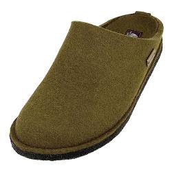 HAFLINGER Flair Soft Filzpantoffeln aus Wollfilz Hausschuh Olivgrün (116) Gr. 44 von HAFLINGER