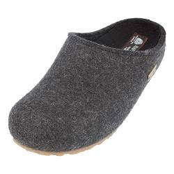 HAFLINGER Grizzly Michl Filzpantoffel Hausschuh mit Gummisohle Graphit, Gr. 43 von HAFLINGER