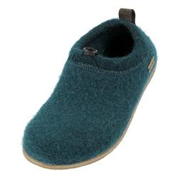 HAFLINGER Guido Walkstoff Hausschuh Pantoffel mit Gummizug, TR-Gummisohle & Wechselfußbett Unisex Dunkelgrün, Gr. 36 von HAFLINGER