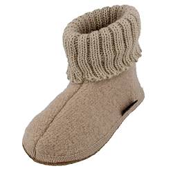 HAFLINGER Hüttenschuh Karl Filzpantoffel mit Kragen Hausschuh (Beige 49), Gr. 36 von HAFLINGER