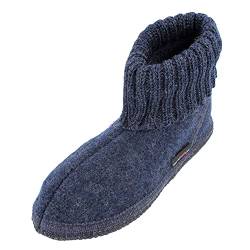 HAFLINGER Hüttenschuh Karl Filzpantoffel mit Kragen Hausschuh Jeans, Gr. 35 von HAFLINGER