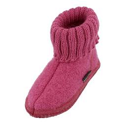 HAFLINGER Hüttenschuh Karl Filzpantoffel mit Kragen Hausschuh Pink, Gr. 33 von HAFLINGER