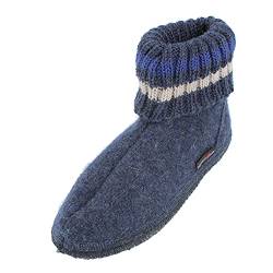 HAFLINGER Hüttenschuh Paul mit Kragen aus reiner Schurwolle Blau (Jeans 72), EU Gr. 25 von HAFLINGER