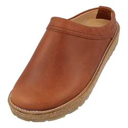 HAFLINGER Travel-Classic Eleganter Clog aus Leder mit Gummisohle Braun (Kaffeebraun 735), Gr. 40 von HAFLINGER