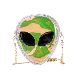 Shoulder Bag Women Frauen Alien transparent Gelee Tasche Umhängetasche Rucksack Telefon Münztasche Gürteltasche Damen Gürteltasche 90er Jahre (C, Einheitsgröße) von HAFNFUE