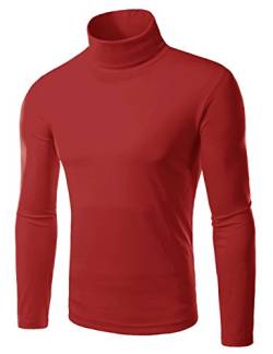 Emma Mann Turtle Polo Neck Rollkragen Langarm Baumwolle Bottom T-Shirt Jumper Tops Schlank Plain Winter Elastisch Tops Oberteiler Pullover(WR1,L) von HAHAEMMA