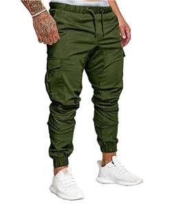 HAHAEMMA Herren Hosen Slim Fit Cargo Chino Casual Jogger Sporthose Freizeithose Jeans Hose mit Taschen Joggers Activewear Hosen Stretch Schwarz Herbst Winter M-4XL（GR,4XL） von HAHAEMMA