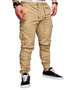 HAHAEMMA Herren Hosen Slim Fit Cargo Chino Casual Jogger Sporthose Freizeithose Jeans Hose mit Taschen Joggers Activewear Hosen Stretch Schwarz Herbst Winter M-4XL（KH,4XL） von HAHAEMMA