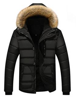 HAHAEMMA Herren Parka Winterjacke Fellkapuze Kapuze Baumwolle Jacken Mäntel Steppjacke(BL,L) von HAHAEMMA