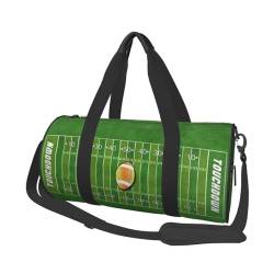 American Football Field Ball Sport Reisetasche Organizer Sporttasche Turnbeutel, großer Druck, Polyester Schultertasche für Damen und Herren, Schwarz , Einheitsgröße von HAHAFU