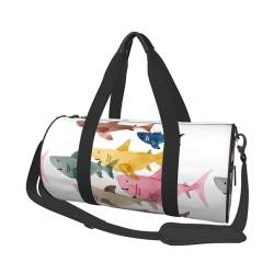 Bunte Fisch-Reisetasche, Organizer, Sporttasche, Turnbeutel, großer Druck, Polyester, Schultertasche für Damen und Herren, Schwarz , Einheitsgröße von HAHAFU