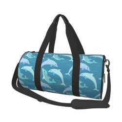 Delfin-Reisetasche, Organizer, Sporttasche, Turnbeutel, großer Druck, Polyester, Schultertasche für Damen und Herren, Schwarz , Einheitsgröße von HAHAFU