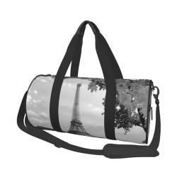 Eiffelturm-Reisetasche, Organizer, Sporttasche, Turnbeutel, großer Druck, Polyester, Schultertasche für Damen und Herren, Schwarz , Einheitsgröße von HAHAFU