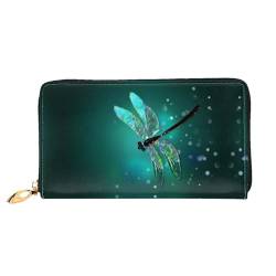 HAHAFU Galaxy Animal Libelle Leder Damen Geldbörsen, bedruckt, multifunktional, großes Fassungsvermögen, Reißverschluss, Handtasche, Kartenetuis, Schwarz , Einheitsgröße von HAHAFU