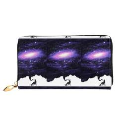 HAHAFU Galaxy Space Art Damen-Geldbörse, bedruckt, multifunktional, großes Fassungsvermögen, Reißverschluss, Kartenetuis, Schwarz , Einheitsgröße von HAHAFU