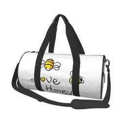 Love Honey Reisetasche, Organizer, Sporttasche, Turnbeutel, großer Druck, Polyester, Schultertasche für Damen und Herren, Schwarz , Einheitsgröße von HAHAFU