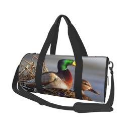 Mallard Duck Reisetasche, Organizer, Sporttasche, Turnbeutel, großer Druck, Polyester, Schultertasche für Damen und Herren, Schwarz , Einheitsgröße von HAHAFU