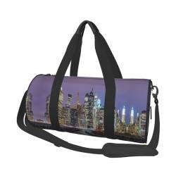 New York City Reisetasche, Organizer, Sporttasche, Turnbeutel, großer Druck, Polyester, Schultertasche für Damen und Herren, Schwarz , Einheitsgröße von HAHAFU