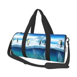 Penguins Reisetasche, Organizer, Sporttasche, Turnbeutel, großer Druck, Polyester, Schultertasche für Damen und Herren, Schwarz , Einheitsgröße von HAHAFU