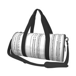 Reisetasche mit Dreiecksstreifen, Bohemian-Muster, Sporttasche, Turnbeutel, großer Druck, Polyester, Schultertasche für Damen und Herren, Schwarz , Einheitsgröße von HAHAFU