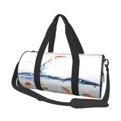 Reisetasche mit Fisch-in-Wasser-Motiv, Sporttasche, Turnbeutel, großer Druck, Polyester, Schultertasche für Damen und Herren, Schwarz , Einheitsgröße von HAHAFU