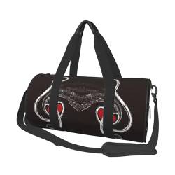 Reisetasche mit Musiksymbole, Organizer, Sporttasche, Turnbeutel, großer Druck, Polyester, Schultertasche für Damen und Herren, Schwarz , Einheitsgröße von HAHAFU