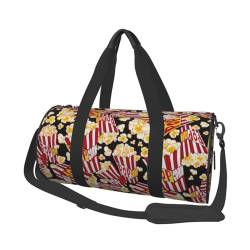 Reisetasche mit Popcorn-Druck, Sporttasche, Turnbeutel, großer Druck, Polyester, Schultertasche für Damen und Herren, Schwarz , Einheitsgröße von HAHAFU