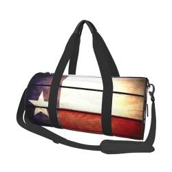 Reisetasche mit amerikanischem Flaggenmuster, Sporttasche, Turnbeutel, großer Druck, Polyester, Schultertasche für Damen und Herren, Schwarz , Einheitsgröße von HAHAFU