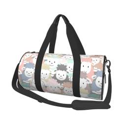 Reisetasche mit niedlichem buntem Schaf, Cartoon-Muster, Reisetasche, Organizer, Sporttasche, Turnbeutel, großer Druck, Polyester, Schultertasche für Damen und Herren, Schwarz , Einheitsgröße von HAHAFU