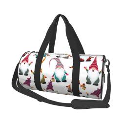 Weihnachtliche lustige Gnome-Reisetasche, Organizer, Sporttasche, Turnbeutel, großer Druck, Polyester, Schultertasche für Damen und Herren, Schwarz , Einheitsgröße von HAHAFU