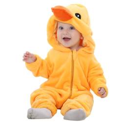 HAHASHOW Baby Winter Schneeanzug Kleinkind Strampler Baby Flanell Tier Jumpsuit, Overalls Onesies für Junge und Mädchen, 3-6 Monate, Ente von HAHASHOW