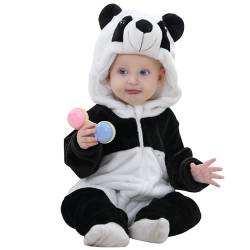 HAHASHOW Baby Winter Spielanzug Baby Schlafanzug Flanell Strampler Pyjama kostüm Bekleidung Karikatur Overalls Onesies für mädchen und Junge，3-6 Monate，Panda von HAHASHOW
