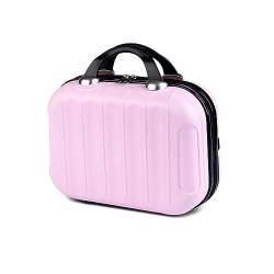 HAHONIA Kosmetikkoffer für Damen, Hartschalenkoffer mit Gummiband und Reißverschluss, tragbarer wasserdichter ABS-Beauty-Koffer, Helles Pink, L von HAHONIA