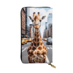 Damen-Geldbörse aus Ananas-Leder, niedliche Clutch-Geldbörse für Damen, minimalistisch, wasserdicht, Kartenhalter, Clutch-Tasche, Giraffe in New York, Einheitsgröße von HAICOM