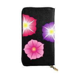 Damen-Geldbörse aus Leder mit Frühlingsblumen, niedlich, minimalistisch, wasserdicht, Kartenhalter, Clutch-Tasche, 3 bunte Blumen, Einheitsgröße von HAICOM